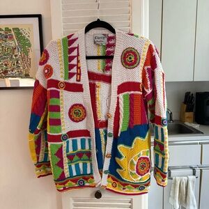 Vintage Patchwork Knitted Cardigan Sweater